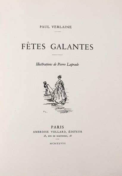 null LAPRADE (P.) (1875-1931). 
VERLAINE (Paul). FETES GALANTES. Paris, Ambroise...