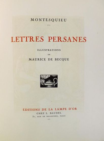null BECQUE (M. de) (1878-1928). 
MONTESQUIEU. LETTRES PERSANES. Paris, La Lampe...