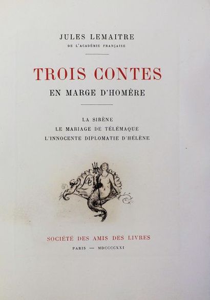 null BERTON (A.) (1854-1917).
LEMAITRE (J). TROIS CONTES EN MARGE D'HOMERE. La Sirène....