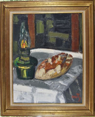 null 
Jean COUTY (1907-1991)




Still life with bread and oil lamp




Oil on canvas,...