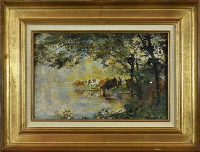 null Charles LACOUR (1862-1941)

Vaches à la rivière 

Huile sur toile signée en...