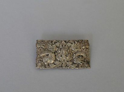null THAILAND. Rectangular silver brooch decorated with fantastic animals emerging...