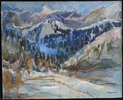 null René CARRÉ (1925-1993).
 "En montagne vers le Col du Bonhomme (Savoie)". 
Huile...