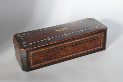 null House Diehl. Glove box in blackened wood, burrwood veneer, mother-of-pearl marquetry...