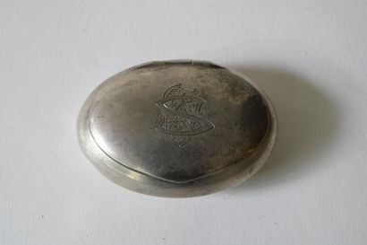 null Germany. Oval silver box, the lid engraved with a stylized monogram. The inside...