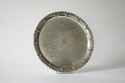 null GEBRUDER DEYHLE. Silver-plated metal tray with engraved decoration of foliated...