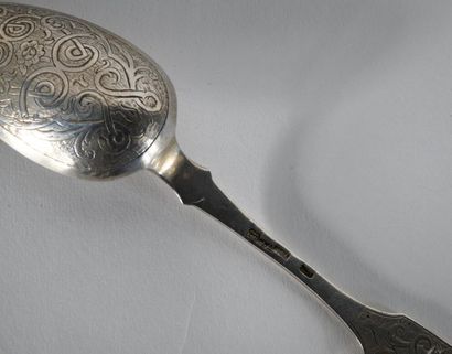 null Russia. Covered in silver with spatulas and spoons engraved with floral scrolls...