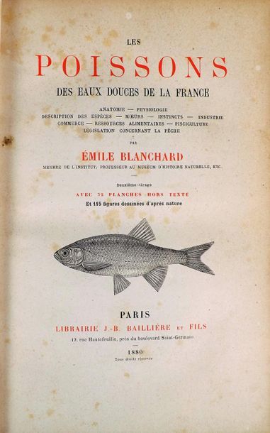 null BLANCHARD (E.). FISH FROM THE FRESH WATERS OF FRANCE. Paris, Baillière, 1880....