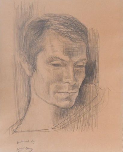 null Edouard Georges MACAVOY (1905-1991). Portrait d'homme, automne 1969. Mine de...