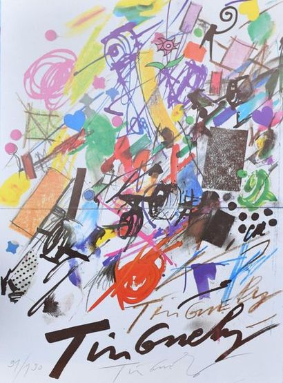 null Jean TINGUELY (1925-1991). Composition. Affiche offset couleurs, signée et numérotée...
