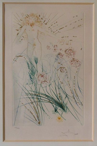 null Salvador DALI (1904-1989). Peintre à la fleur. Lithographie numérotée 159/250...
