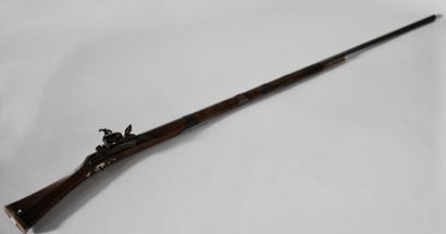 null North African flintlock rifle. 

Bone inlay stock and heel. 

Pancake barrel.

L...