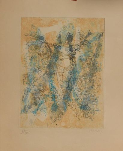 null Camille BRYEN (1907-1977). Composition. Eau-forte couleur, signée et numérotée...
