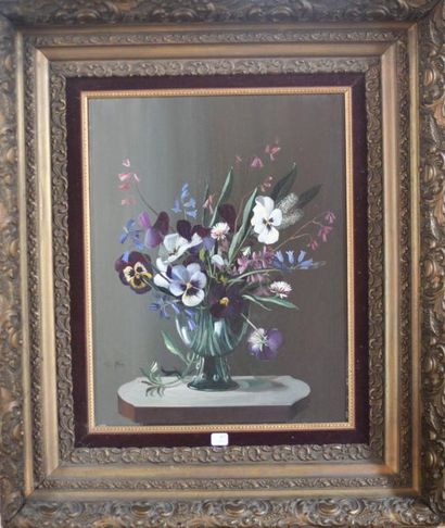null French school end of XIXth - beginning of XXth. Still life with a bouquet of...