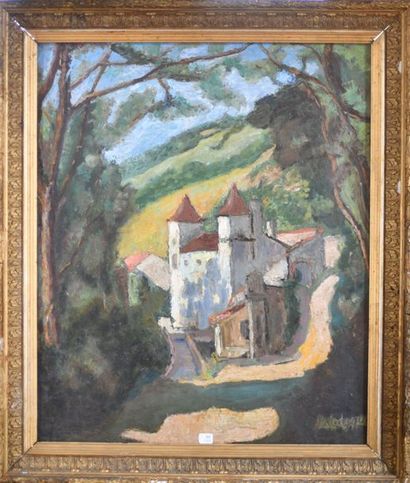 null Jean Labasque (1902-1983). Le Château. Huile sur toile signée en bas à droite....