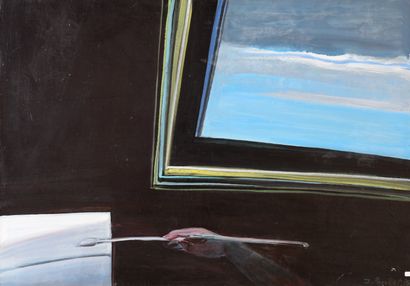 null Jacques PONCET (1921-2012).

The painter. 1979 (Series Les Miroirs)

Acrylic...