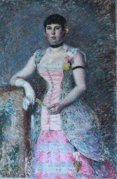 null Attribué à Ernest ROMAN (1845-1910). Portrait de Jeanne Roman. Huile sur toile....