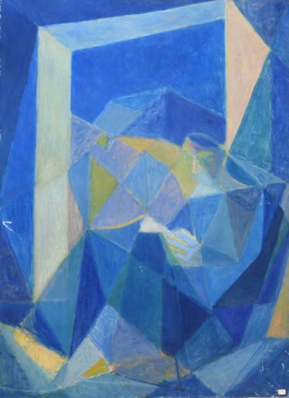 null Jacques PONCET (1921-2012).

Composition géométrique, tons bleus. 1947

Acrylique...