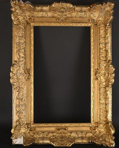 null Paire de cadres en bois et stuc doré de style Louis XV. Dimension intérieure...