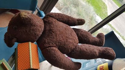 null Ensemble de jouets anciens, vendus en l'état:: ours en peluche L 56 cm, Dinky...