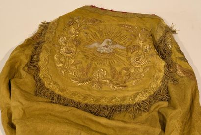 null Altar facing transformed into a processional, hunting (?) cape, yellow, woven...