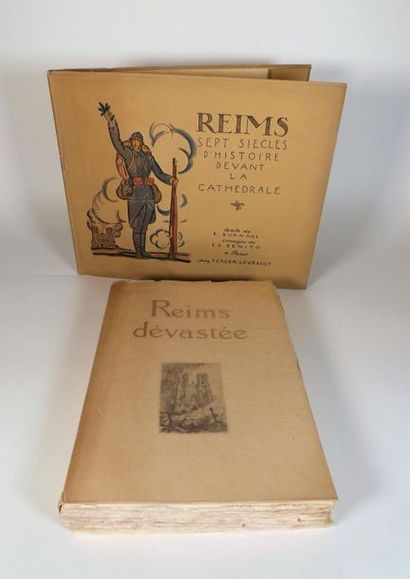 null ADAM (Paul). Reims devastated. Paris, Lapina, 1930. In-4° in sheets, under folder,...