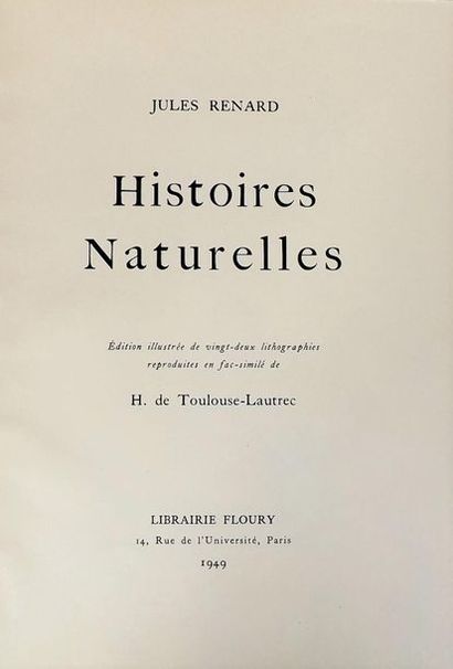 null RENARD (J.). Histoires naturelles. Paris, Floury, 1949. In-4° broché, couverture...