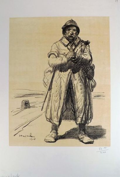 null STEINLEN. Sujets de guerre. 1915-1916. Un fort lot de lithographies de format...