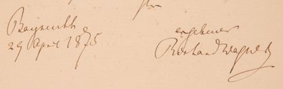 null WAGNER (Richard). Autograph letter (in German) signed. Bayreuth, April 29, 1875....