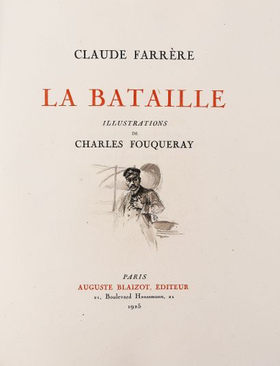 null FARRERE (C). The battle. Paris, Auguste Blaizot, 1925. In-4° paperback, illustrated...