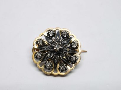 null 
Flower brooch from the 19th century, horse's head punch, the mount is made...