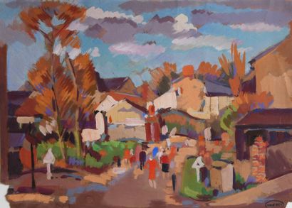 null Albert VOISIN known as VANBER (1905-1994)

Animated street, Drôme

Gouache on...
