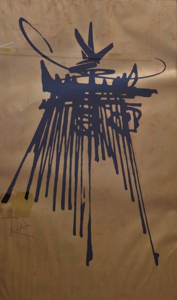 null D'après Georges Mathieu (1921-2012). 

Affiche sur papier à grain, à motif noir...