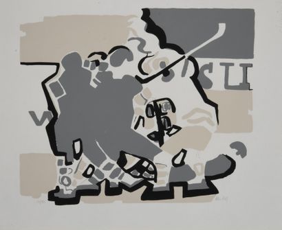 null Alain ROLL (né en 1938) 

"Joueurs de Hockey"

Lithographie couleur signée en...