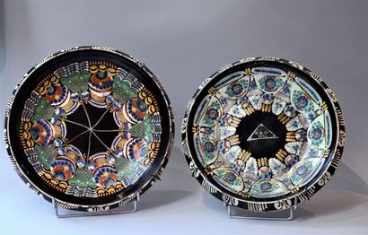 null SWITZERLAND, Manufacture of THOUNE. 

Two glazed earthenware dishes with polychrome...