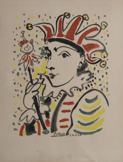 null D'après Picasso (1881-1973)

Arlequin. 

Lithographie sur papier Arches, signée...