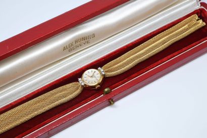 null Bracelet-montre de dame de la Maison Alex Hüning, Genève tout or jaune 750 ‰....