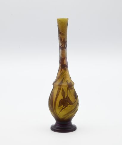 null GALLE. Small soliflore vase out of multi-layer glass with decoration of purple...