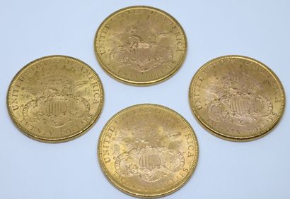 null USA.Quatre pièces 20 dollars or. 1884, 1894 (x2) et 1899
