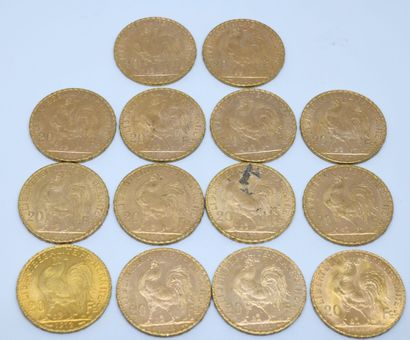 null FRANCE. Quatorze pièces 20 Francs or. 1912