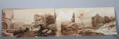 null Ecole française vers 1840-1850. 

Ensemble de cinq dessins au lavis d'encre...