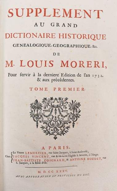 null MORERI (Louis). LE GRAND DICTIONNAIRE HISTORIQUE... Basle, Jean Brandmuller,...