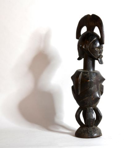 null CONGO 

Grande statue janus en bois sculpté à patine noire 

XXe, de style TEKE

H...