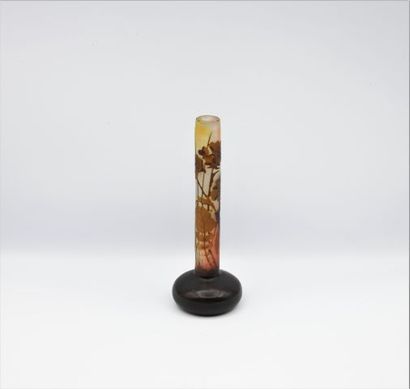 null 
ETABLISSEMENTS GALLE. A multi-layered glass soliflore vase with a long neck,...
