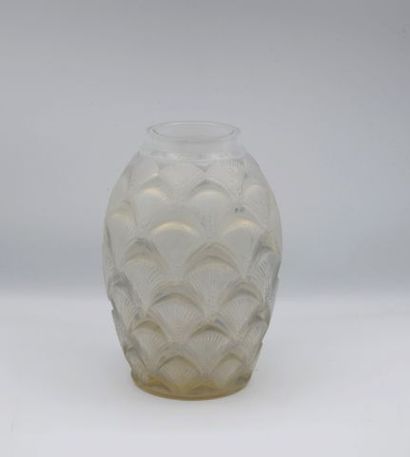 null R. LALIQUE. Vase "Herblay" in pressed-moulded glass slightly opalescent. 

Signed...