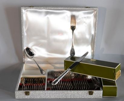 null CHRISTOFLE, France. Silver-plated cutlery set, Marly model, including : 

Twelve...