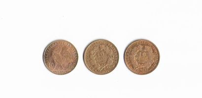 null *FRANCE. Trois pièces 10 Francs or. 1851 (x2) et 1906



Expert : Cabinet Joël...