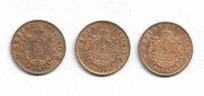 null *FRANCE. Trois pièces 20FR or Napoléon III à tête laurée. 1865, 1867 et 187...