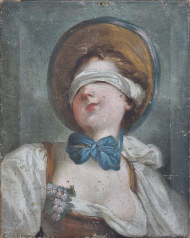 null École française du XVIIIe

Jeune femme aux yeux bandés

Huile sur toile 

41...