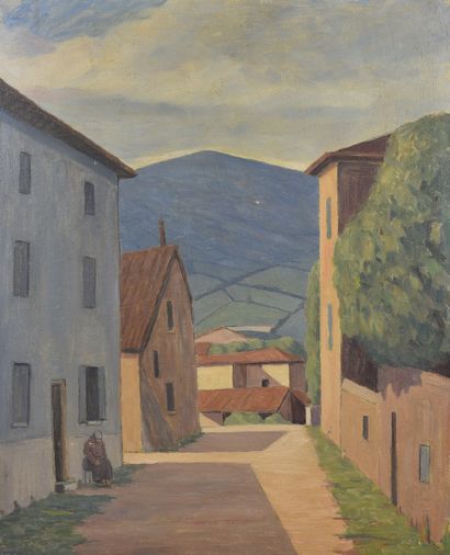 null *Jean FERLET (1889-1957)

Vaugneray (Rhône), a street, August 1948

Oil on panel,...